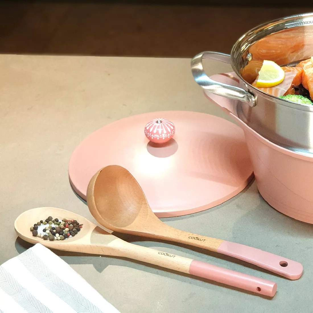Set cuillère et louche en bois guimauve