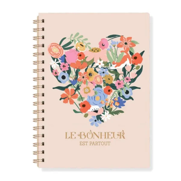 CARNET DE NOTE A5 A SPIRALE LE BONHEUR EST PARTOUT